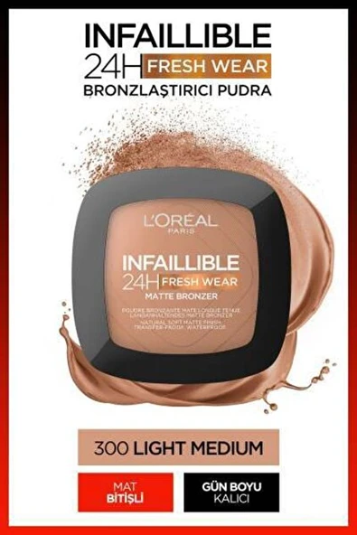 L'Oréal Paris Infaillible 24H Fresh Wear Bronzlaştırıcı Pudra - 300 Light Medium ürün görseli 1