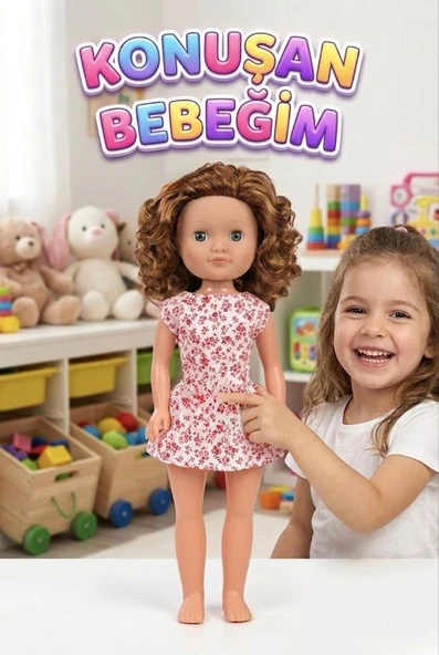 Alya Türkçe Konuşan Etkileşimli Eğitici Oyuncak Bebek – 40 cm Kafası ve Kolları Et Bebek ürün görseli 1