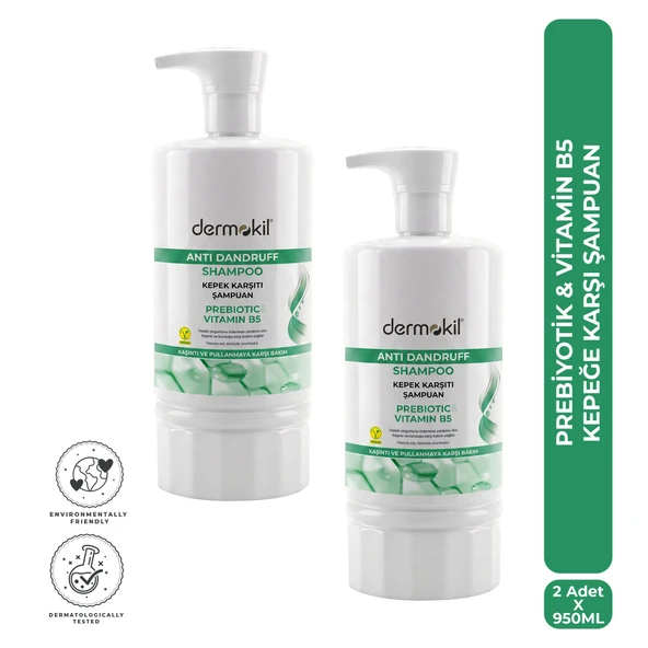 Dermokil Prebiyotik & Vitamin B5 Kepeğe Karşı Şampuan 950 ml x 2 Adet ürün görseli 1