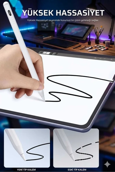 ERD TEKNOLOJİM Dokunmatik Tablet Kalemi Tüm Modellere Uyumlu Hassas Uçlu Type-C Şarjlı iPad/Android/Windows Uyumlu ürün görseli 1