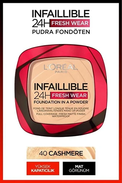 L'Oréal Paris Infaillible 24H Fresh Wear Pudra Fondöten 40 Cashmere ürün görseli 1