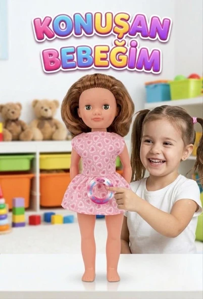 Alya Türkçe Konuşan Etkileşimli Eğitici Oyuncak Bebek – 40 cm Kafası ve Kolları Et Bebek ürün görseli 1