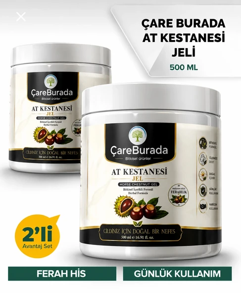 ÇareBurada 2 Adet At Kestanesi Jel 500 ml. | Ferahlık ve Bakım Bir Arada ürün görseli 1