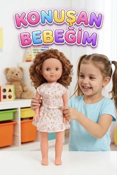 Alya Türkçe Konuşan Etkileşimli Eğitici Oyuncak Bebek – 40 cm Kafası ve Kolları Et Bebek ürün görseli 1
