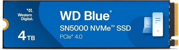 Western Digital Blue SN5000 NVMe SSD M.2 2280 4 TB (5.000 MB/sn'ye kadar okuma 4.000 MB/sn'ye kadar yazma) - WDS400T4B0E Outlet ürün görseli 1