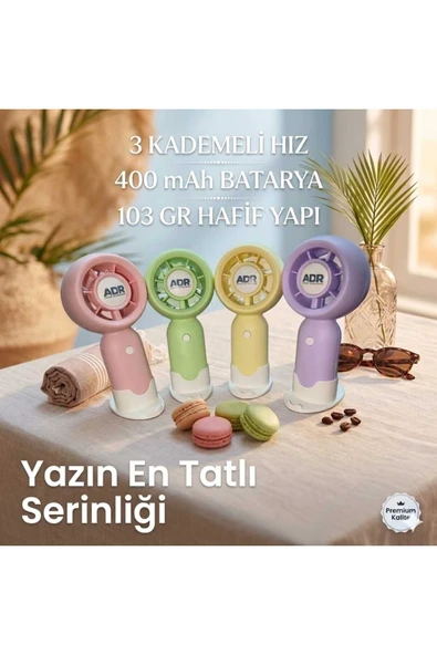 ADR Mini Taşınabilir Sessiz El Fanı 4 Renk Seçeneği ürün görseli 1