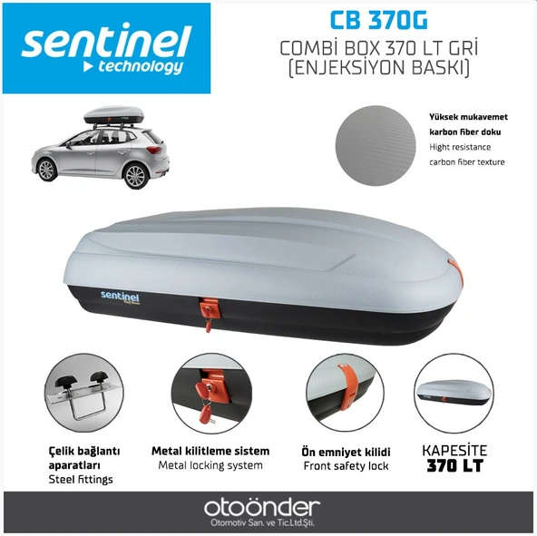 370 litre Gri Renk Sentinel Port Bagaj Tabut Enjeksiyon Baskı karbon Desen 3 lü Kilit Sistemli ürün görseli 1