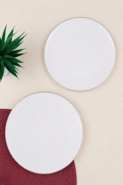 Tabak Evi Porselen Chic Platin Yaldızlı Pasta Tabağı 20,50cm 2 li ürün görseli 1