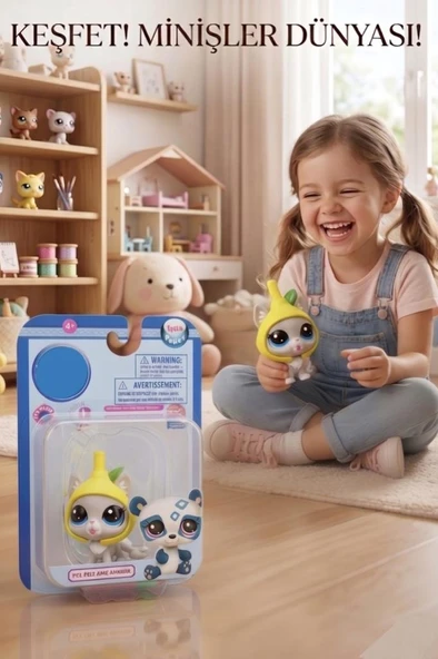 3 Parça Minişler Pet Shop Işıklı Toplu Kutulu Tekli Oyuncak Figürü - Limon Şapkalı Kedi ürün görseli 1
