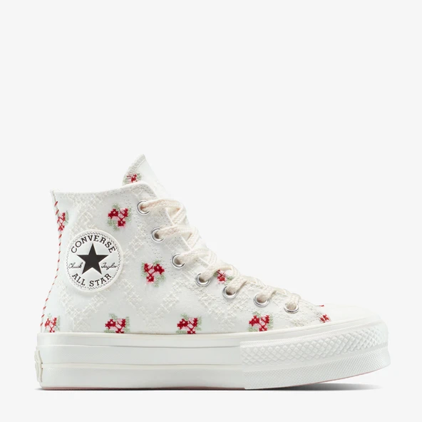 Converse Chuck Taylor All Star Lift Rose Cross Stitch Kadın Beyaz Platform Sneaker ürün görseli 1