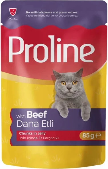 Proline Pouch Jelly Jöle İçinde Et Parçacıklı Dana Etli Yaş Kedi Maması 85 gr ürün görseli 1