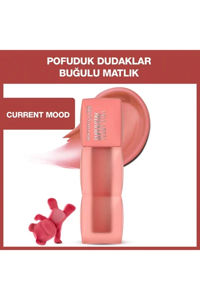 Maybelline New York Super Stay Teddy Tint Uzun Süre Kalıcı Likit Mat Tint 10 Current Mood ürün görseli 1