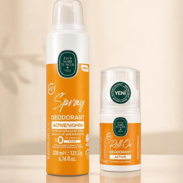 Eyüp Sabri Tuncer Kadın Active Deodorant 200 ml + Active Roll On 75 ml set ürün görseli 1
