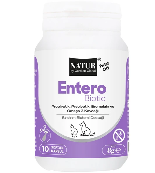 Natur Enterobiotic Kedi Köpek İshal Ve Sindirim Destekleyici Probiyotik Jel 10 Kapsül TwistOff ürün görseli 1