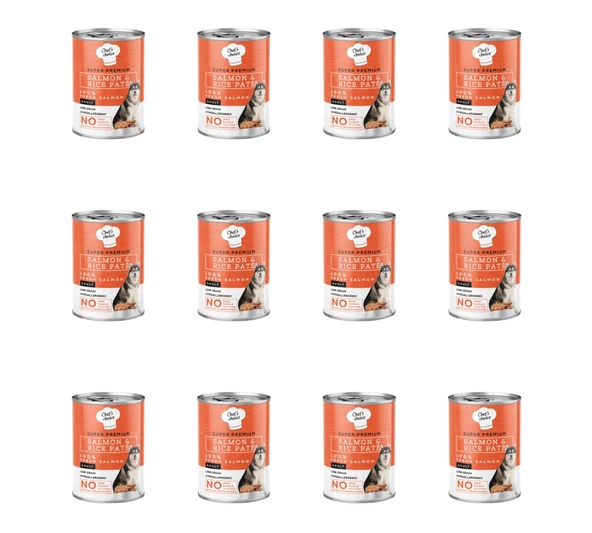 Chef’s Choice Hipoalerjenik Düşük Tahıllı Somonlu ve Pirinçli Ezme Yetişkin Köpek Konservesi 400 Gr - 12'li Paket ürün görseli 1