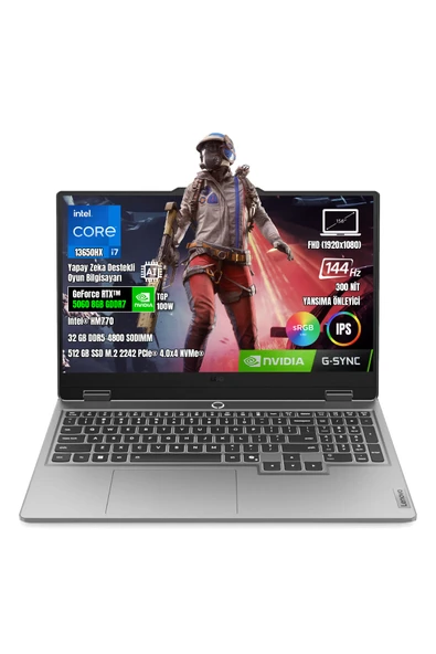 LOQ 15IRX10 83JE00ETTR-06 i7-13650HX 32GB DDR5 512GB SSD RTX5060-8GB 15.6" IPS 144Hz Dos ürün görseli 1