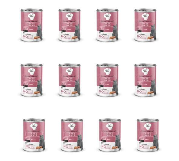 Chef’s Choice Hipoalerjenik Tahılsız Sığır Etli Ezme Yetişkin Kedi Konservesi 400 Gr - 12'li Paket ürün görseli 1