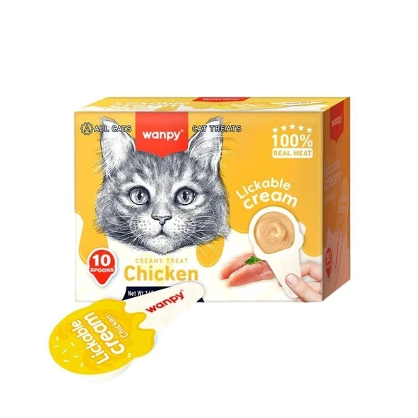 Wanpy Tavuklu 10x16 gr Kaşık Krema Kedi Ödül Maması ürün görseli 1