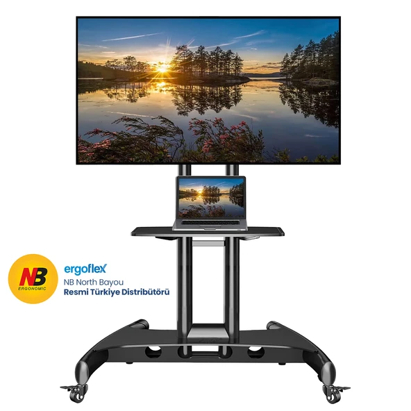 Ergoflex NB Ergonomic NB AVA1500-60-1P LCD LED OLED Plazma Düz Panel Ekranlar için 32-75 inch TUV Sertifikalı Tekerlekli Profosyonel TV Sehpası ürün görseli 1