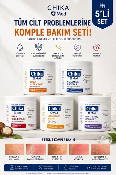 Chika Med + Tüm Bakım Seti  5’li Komple Cilt Bakım Seti  Yoğun Nem, Onarım + Aydınlık Etki ürün görseli 1