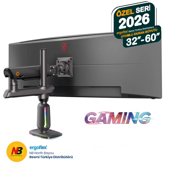 Ergoflex NB Ergonomic NB F7-Gaming , 32-60inch RGB aydınlatma Profesyonel Oyuncu Monitör Standı ürün görseli 1