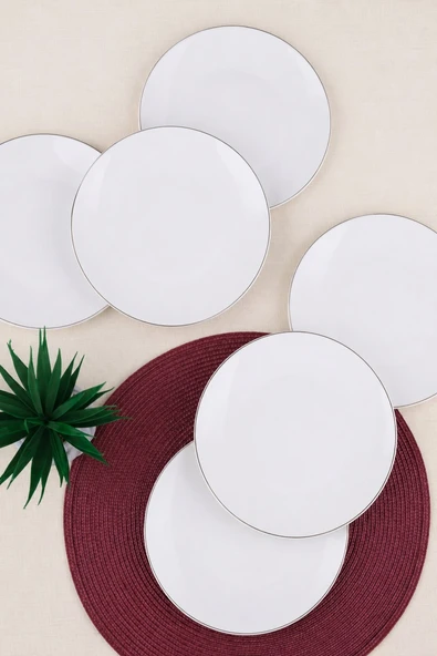 Tabak Evi Porselen Chic Platin Yaldızlı Pasta Tabağı 20,50cm 6 lı ürün görseli 1