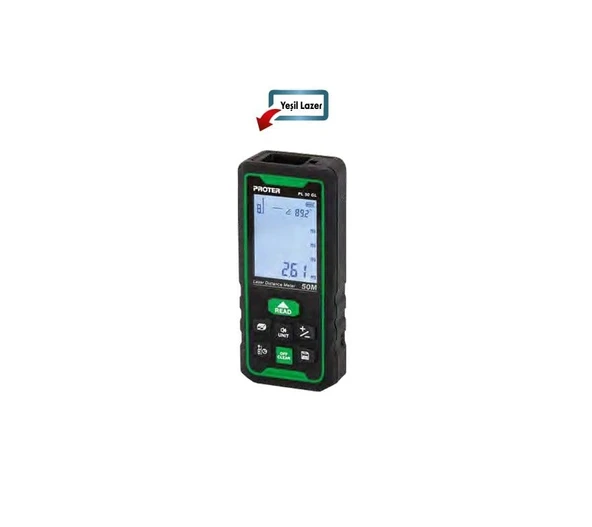 PROTER PL 100 GL 100 MT. LAZER METRE İÇ VE DIŞ ALAN ÖLÇÜM (YEŞİL LAZER PİLLİ) ürün görseli 1