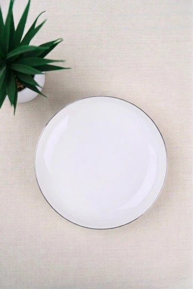 Tabak Evi Porselen Sofia Platin Yaldızlı Çukur Tabak 18,5cm 620cc Tekli ürün görseli 1
