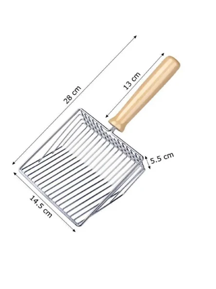 SVGPT Metal Kedi Kumu Temizleme Küreği - Ergonomik Ahşap Saplı ürün görseli 1