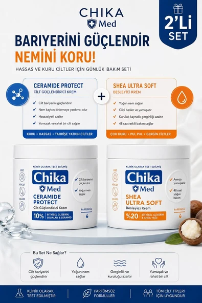 Chika Med+ Ceramide Protect + Shea Ultra Soft 2li Set + Yoğun Nem+Güçlü Bariyer ürün görseli 1