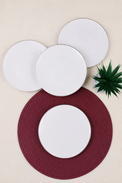 Tabak Evi Porselen Chic Platin Yaldızlı Pasta Tabağı 20,50cm 4 lü ürün görseli 1