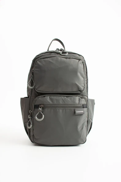 Unisex Suya Dayanıklı Paraşüt Kumaş 5 Bölmeli Laptop Bölmeli Seyahat Ve Okul Çantası SI-6032  Koyu Gri ürün görseli 1