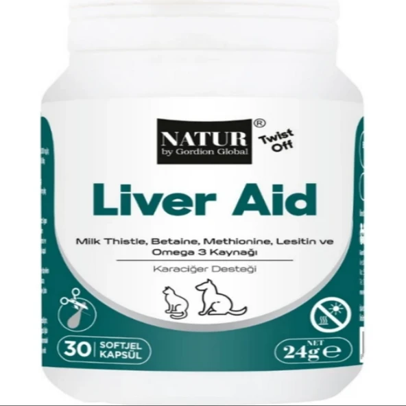 Natur Liver Aid TwistOff Yeni Formül 30 Kapsül - Kedi ve Köpek Karaciğer Destekleyici ve Toksin Arındırıcı Takviye ürün görseli 1