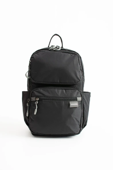 Unisex Suya Dayanıklı Paraşüt Kumaş 5 Bölmeli Laptop Bölmeli Seyahat Ve Okul Çantası SI-6032  Siyah ürün görseli 1