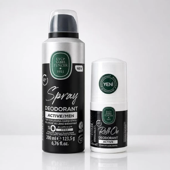 Eyüp Sabri Tuncer Erkek Active Deodorant 200 ml + Active Roll On 75 ml set ürün görseli 1