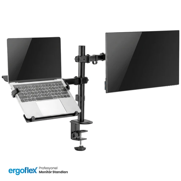 Ergoflex A74L Amortisörlü 17-27 Monitör Tutucu ve 10-17 Laptop Standı ürün görseli 1