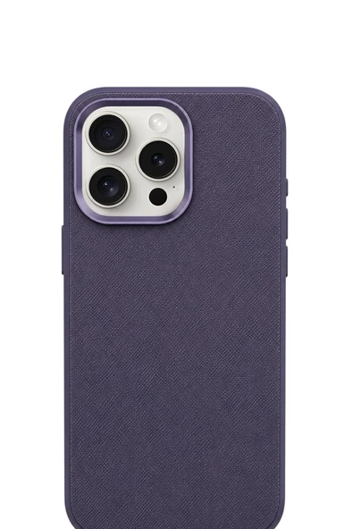 Aurum Vegan Leather Case Royal Plum iPhone 16 Pro Max - Resim 3