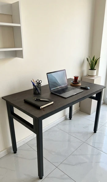 Siyah 120x60 Çalışma Masası, Bilgisayar Masası, Ofis Masası, Metal Ayaklı ürün görseli 1