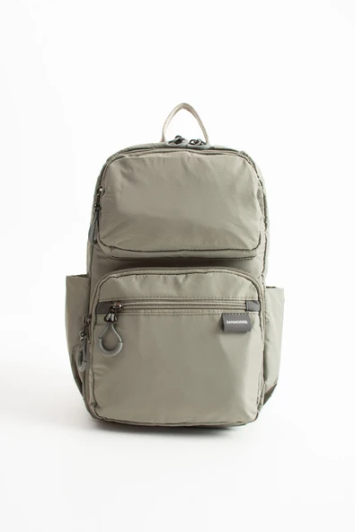 Unisex Suya Dayanıklı Paraşüt Kumaş 5 Bölmeli Laptop Bölmeli Seyahat Ve Okul Çantası SI-6032  Açık Gri ürün görseli 1