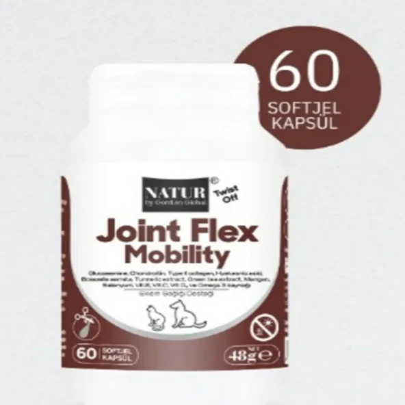Natur Joint Flex Mobility TwistOff Yeni Formül 60 Kapsül - Kedi ve Köpek Eklem ve Kıkırdak Güçlendirici Takviye ürün görseli 1