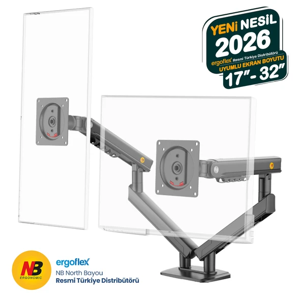 Ergoflex NB Ergonomic NB A5C 17-32 inch Çift Kol 2-9 kg Monitör Standı 2026 Versiyon ürün görseli 1