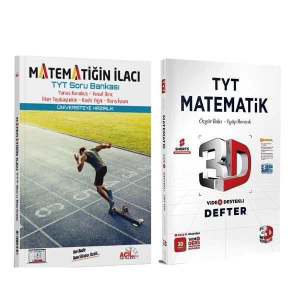 3D TYT Matematik Defteri ve Acil Matematiğin İlacı Soru Bankası Seti 2 Kitap ürün görseli 1