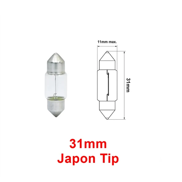 Japon Tip Sofit Ampul Şeffaf İç Aydınlatma Plaka Lambası C10W 12V 10W 31mm 1 Adet ürün görseli 1