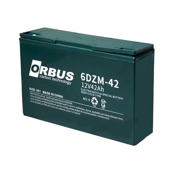Orbus 12 Volt 42 Amper Elektrikli Bisiklet Aküsü 6DZM-42 (270X77x170 Mm) ürün görseli 1