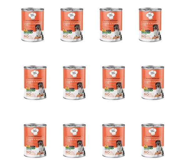 Chef’s Choice Hipoalerjenik Tahılsız Somonlu ve Balkabaklı Yetişkin Köpek Konservesi 400 Gr 12'li Paket ürün görseli 1