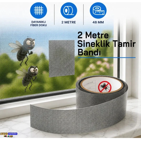 Sineklik Tamir Bandı 50mm x 2m Kendinden Yapışkanlı Yama Bandı Delik ve Yırtık Onarım ürün görseli 1