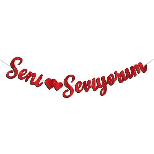Kaligrafi Banner "Seni Seviyorum" - Kırmızı ürün görseli 1