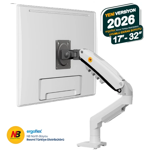 Ergoflex NB Ergonomic NB F80 Beyaz  17-32inch Amortisörlü 2-9 kg Monitör Standı 2026 Versiyon ürün görseli 1