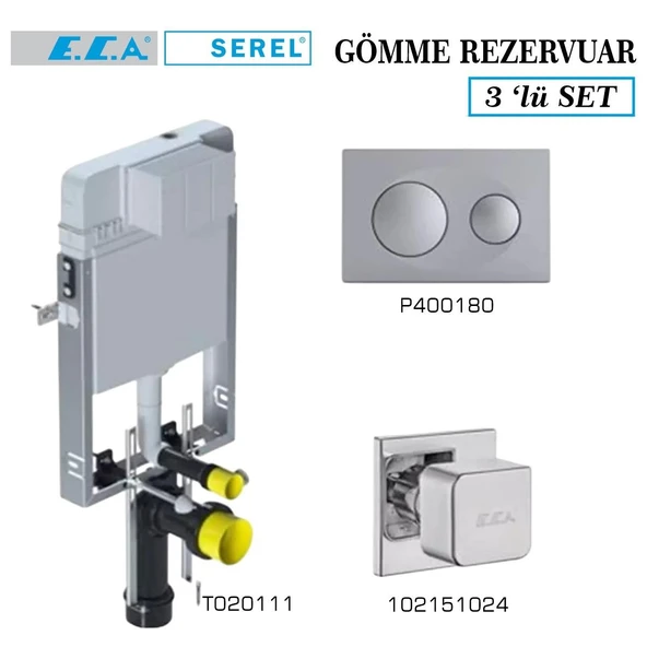 Serel Smooth Gömme Rezervuar 3'lü Set (T020111+P400180+102151024) ürün görseli 1