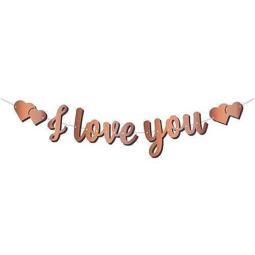 Kaligrafi Banner "I Love You" - Rose Gold ürün görseli 1